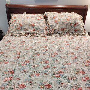 VINTAGE Ralph Lauren BRITTANY King Comforter Beige Cottage Roses Like New!